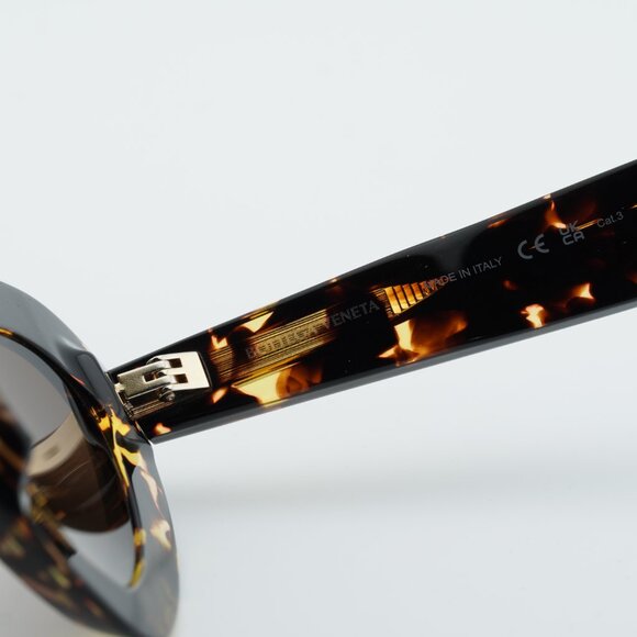 Bottega Veneta BV1432S 002 Sunglasses Havana Geometric Frame, Brown Lenses